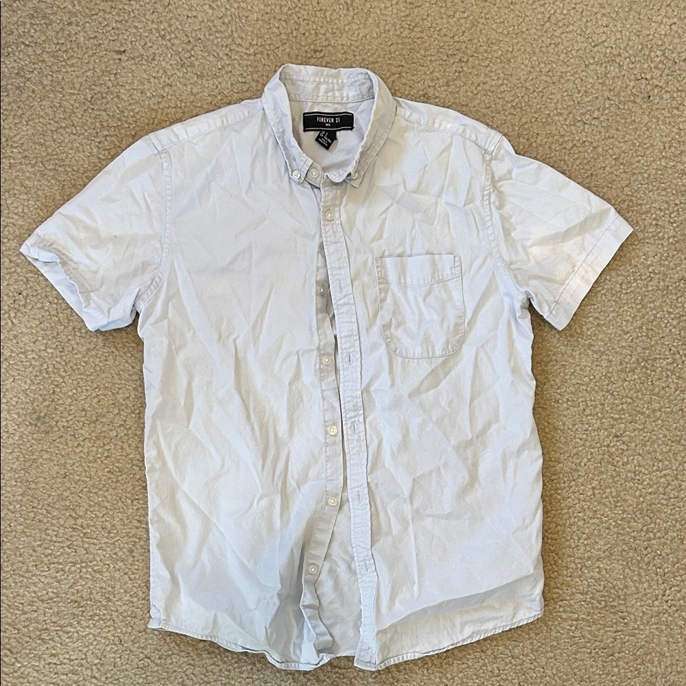 Forever 21 Men's White Casual Button Down Shirt